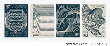 Creative visual dynamic line abstract cover design set Creative visual dynamic line abstract cover design set 133384497