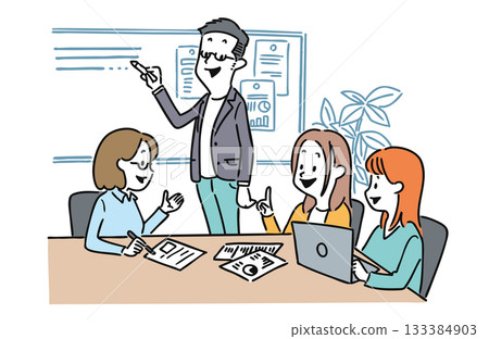 員工在辦公室開會 133384903
