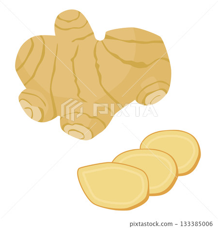 生薑塊和薑片的插圖 生薑塊和薑片的插圖 133385006