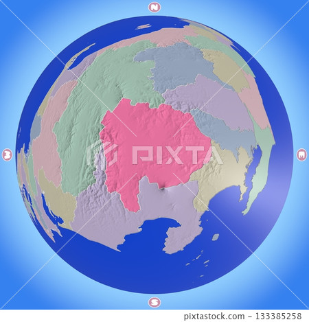 Planet-style map of Yamanashi Prefecture with prefectures color-coded Planet-style map of Yamanashi Prefecture with prefectures color-coded 133385258