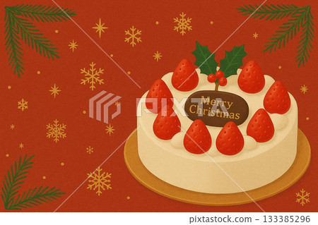 白色聖誕蛋糕裝飾和閃閃發光的聖誕樹 133385296