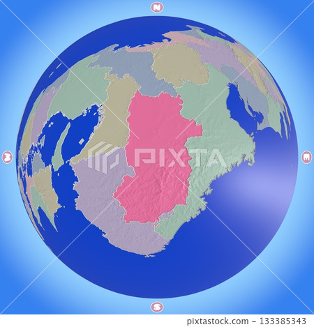 Planet-style map of Nara Prefecture with prefectures color-coded 133385343