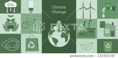 Eco friendly sustainable, global warming with alternative green energy resources, climate change problem concepts. Vector design illustration. Eco friendly sustainable, global warming with alternative green energy resources, climate change problem concepts. Vector design illustration. 133385397