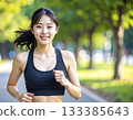 AI-generated image of a young Japanese woman jogging 133385643