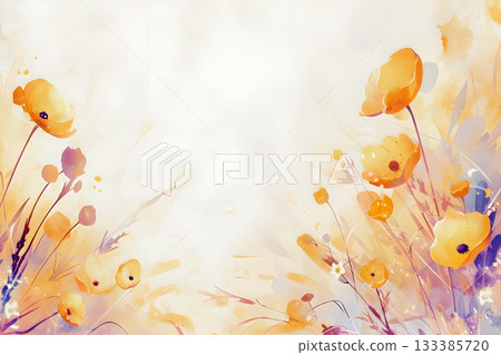 Wildflower painting in abstract style with soft hues for serene, elegant atmosphere 133385720