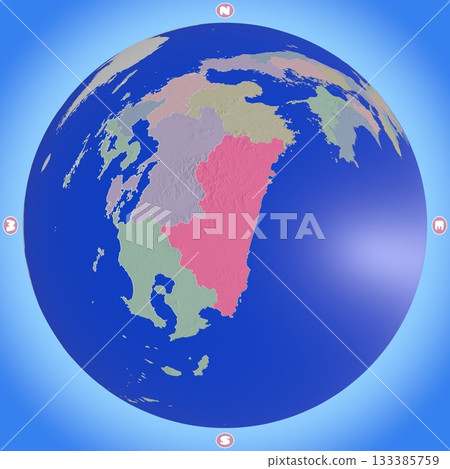 一張宮崎縣的行星式地圖，每個縣都用不同的顏色標示。 133385759