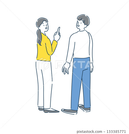 Illustration material of a smiling woman and man having a conversation 133385771