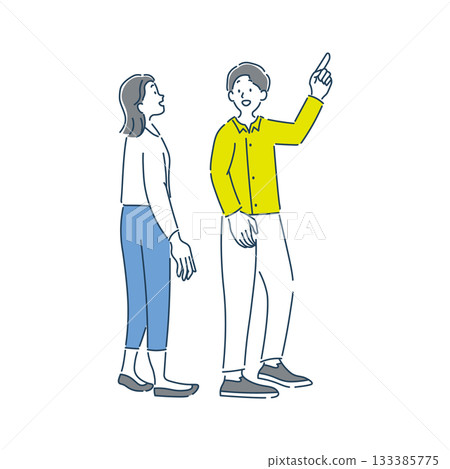 Illustration material of a smiling woman and man having a conversation Illustration material of a smiling woman and man having a conversation 133385775