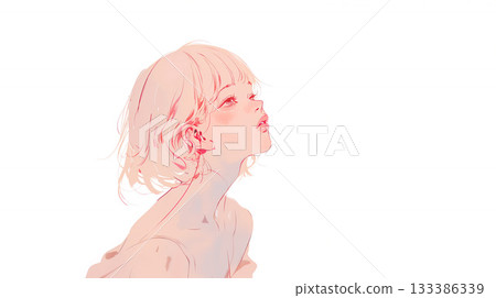 一個女人抬頭的輪廓 133386339