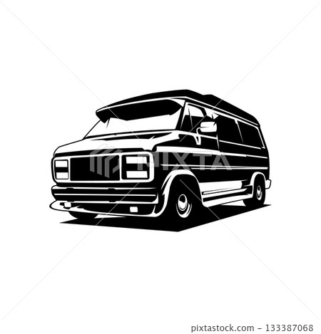 A-Team Van isolated vector design. Perfect premium vector design. Isolated on white background, front view. Best for logo, badge, emblem, icon, sticker design. Available in eps 10. 133387068