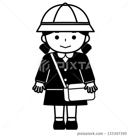 Girl wearing a hat and bag Girl wearing a hat and bag 133387395