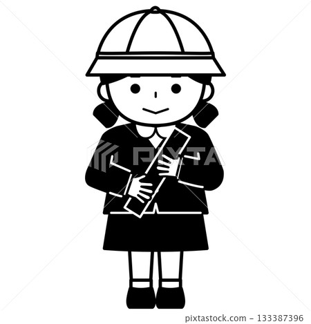 A girl in uniform holding a diploma 133387396