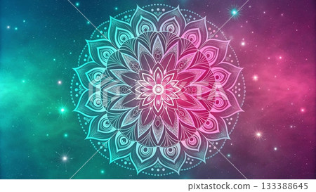 Boho Galaxy Mandala Glowing Neon Floral Frame Prompts Vector Art Background Boho Galaxy Mandala Glowing Neon Floral Frame Prompts Vector Art Background 133388645