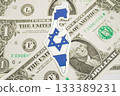 Israel flag on coins background, finance and accounting, banking concept. 133389231