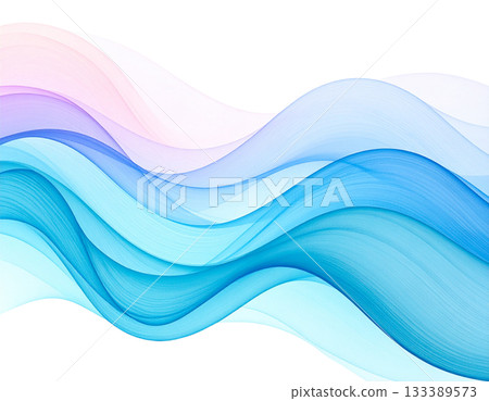 水彩手繪波浪藍色布料 133389573