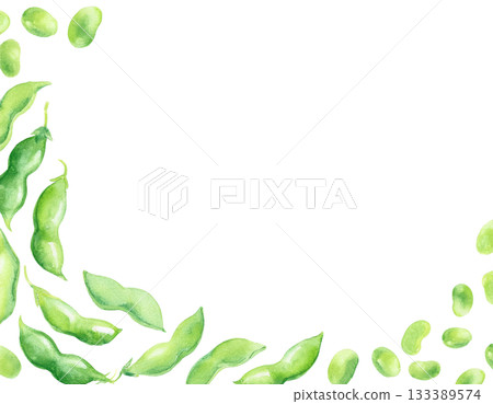 水彩風格毛豆畫框材質 133389574