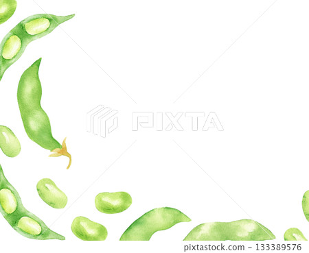 水彩風格毛豆畫框材質 133389576