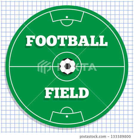 A circle in the form of a football field on the sheet in a cage. Coaster. Vector illustration. 133389800