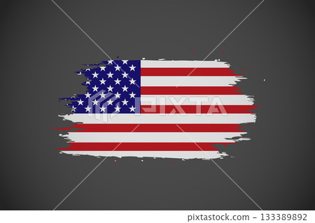 Vibrant Distressed American Flag Graphic with Grunge Brush Strokes. Vibrant Distressed American Flag Graphic with Grunge Brush Strokes. 133389892