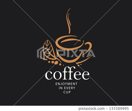 Vector logo of natural coffee beans, hand-drawn Vector logo of natural coffee beans, hand-drawn 133389995
