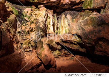 St. Beatus Caves with stalactites and stalagmites below Beatenberg near Interlaken in Bern canton in Switzerland St. Beatus Caves with stalactites and stalagmites below Beatenberg near Interlaken in Bern canton in Switzerland 133390435