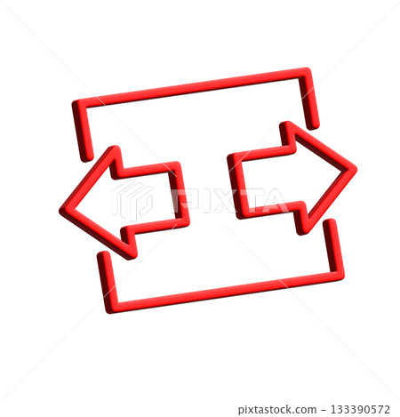 3D Red Data Exchange and Bi-Directional Flow Icon. 133390572