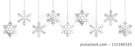 Watercolor snowflake ornament illustration silver Watercolor snowflake ornament illustration silver 133390585