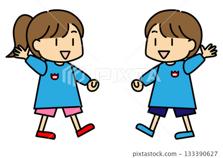 幼兒園小朋友揮手打招呼,畫面十分可愛。 幼兒園小朋友揮手打招呼,畫面十分可愛。 133390627