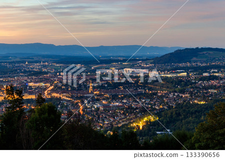Aerial night view of Bern city from Gurten mountain, Switzerland Aerial night view of Bern city from Gurten mountain, Switzerland 133390656