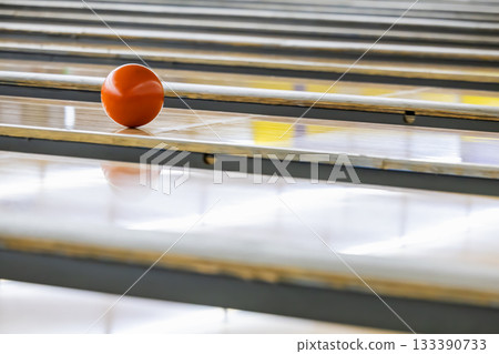 Bowling ball sliding down the lane Bowling ball sliding down the lane 133390733