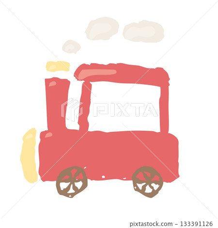 Cute train front car illustration (flat color, for children, loose touch) 133391126