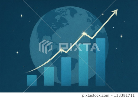Illustration of global economic growth and rising graph Illustration of global economic growth and rising graph 133391711