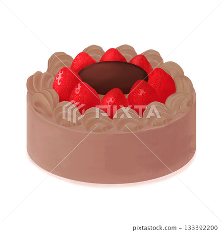Chocolate birthday cake with strawberries Chocolate birthday cake with strawberries 133392200