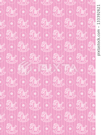 Rocking horse and flower pattern pink 133392621