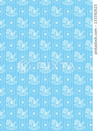 Rocking horse and flower pattern, light blue 133392623