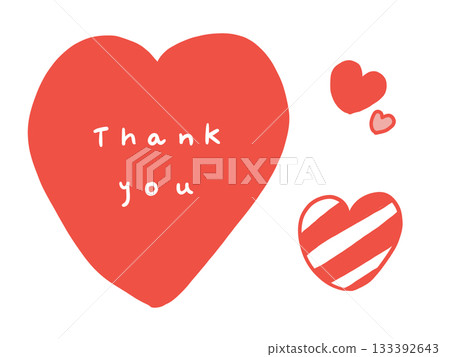A handwritten illustration of a red heart with "Thank you" written on it, suitable for POPs and illustrations. PNG 133392643