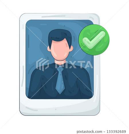 Illustration of profile with checkmark Illustration of profile with checkmark 133392689