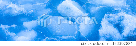 Pieces of drift ice floating in the Sea of Okhotsk in Hokkaido in midwinter 133392824
