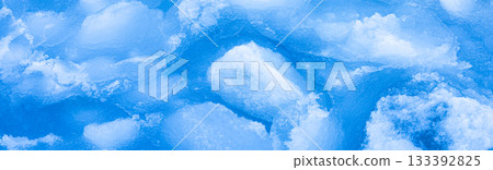 Pieces of drift ice floating in the Sea of Okhotsk in Hokkaido in midwinter 133392825