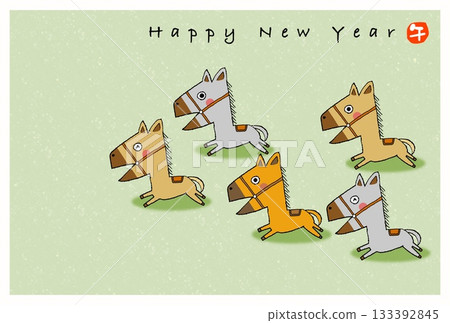馬年新年賀卡 馬年新年賀卡素材插圖 133392845