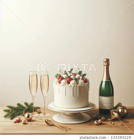 Cake and champagne message card 133393229