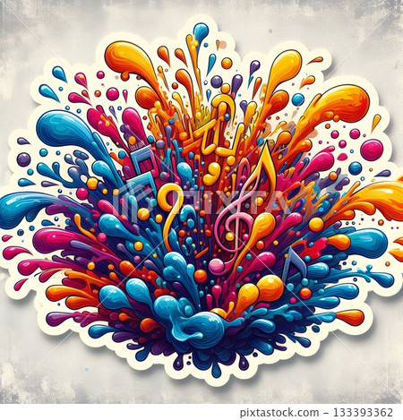 Abstract Digital Symphony in Vibrant Treble Clef with Sound Waves and Music Notes. Abstract Digital Symphony in Vibrant Treble Clef with Sound Waves and Music Notes. 133393362