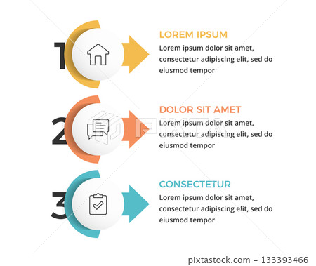 Three Step Process Infographic List Three Step Process Infographic List 133393466