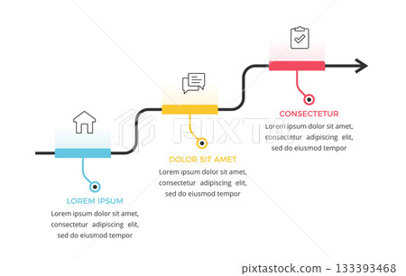 Three Step Process Flow Diagram 133393468