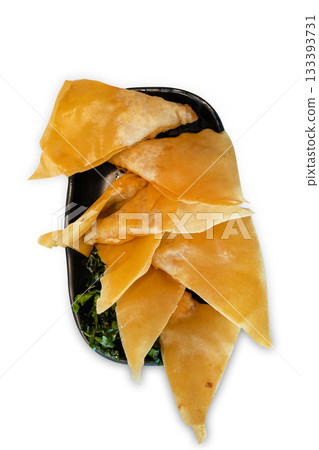 Top view of Crisp Prawn Wonton, focus selective Top view of Crisp Prawn Wonton, focus selective 133393731