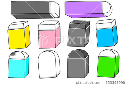 A loose and simple eraser set with various shapes - solid color 133393990