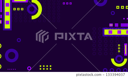 Abstract Geometric Background Neon Purple Green Scanline Tech Vector Illustration Design Modern Art 133394037