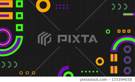 Abstract Geometric Background Dark Grey Green Orange Purple Shapes Vector Design Art 133394038