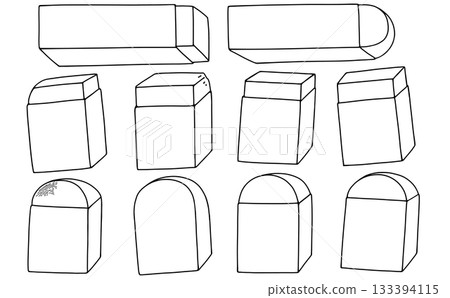 A loose and simple eraser set with various shapes - Line drawing A loose and simple eraser set with various shapes - Line drawing 133394115