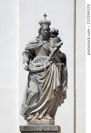 Virgin Mary with Child Jesus on the Parish Church of Saint Nicholas in Cakovec, Croatia 133394329
